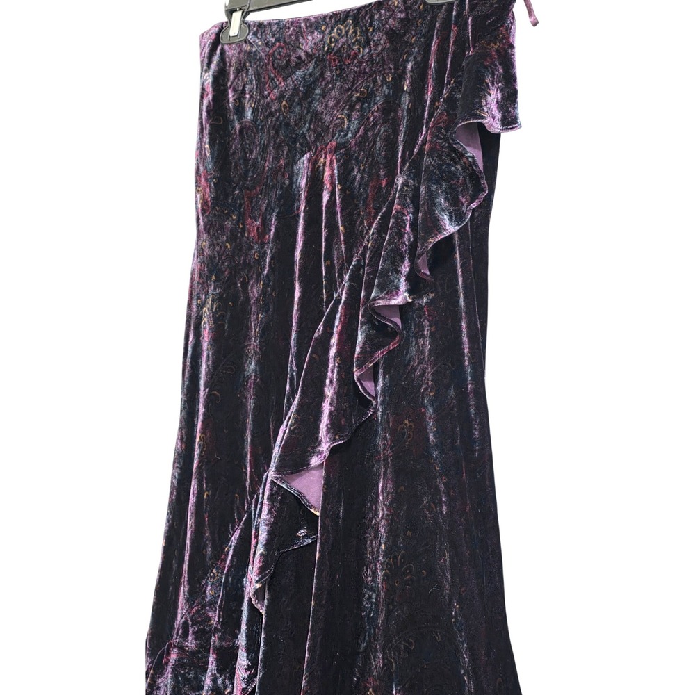 Lauren Ralph Lauren Velvet Midi Skirt Womens 8 Purple Silk No Forsale - Picture 2 of 10